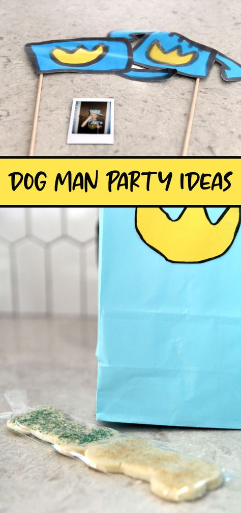 Cool dog man birthday party ideas - activities and party favors on a budget! Dog Man Cake Ideas, Dogman Book Activities, Dogman Party Ideas, Dog Man Activities, Dog Man Birthday Party Ideas, Dog Man Party Ideas, Dog Man Cake, Dogman Birthday Party, Dog Man Birthday Party