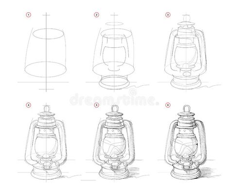 Lantern Drawing Simple, 3d Drawing Tutorial, Lantern Drawing, Step By Step Sketches, Beginner Drawing Lessons, Wildflower Drawing, Beautiful Dawn, Pencil Drawings For Beginners, Bottle Drawing