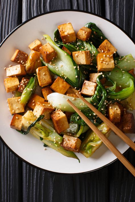 Firm Tofu Recipes, Recipes Using Cooked Chicken, Vegetarian Diet Recipes, Tofu Recipes Healthy, Overnight Breakfast Recipes, Veg Meals, Sesame Tofu, Tofu Recipes Vegan, Chinese Vegetables