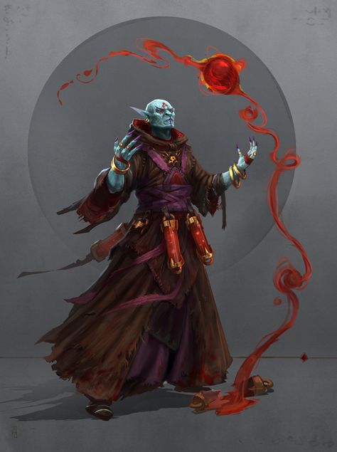 Vampire mage, Alexander Trufanov on ArtStation at https://www.artstation.com/artwork/xxn21 Orc Warlock, Vampire Wizard, Alexander Trufanov, Blood Mage, Half Orc, Fantasy Races, Dnd Art, Arte Fantasy, Fantasy Rpg