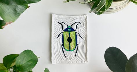 How to Make a Quilted Beetle for Under $10: A Step-by-Step Guide Dung Beetle, Animal Quilts, Fusible Interfacing, Thread Spools, Fabric Glue, Quilt Block, Green Fabric, Paper Piecing, Quilting Projects