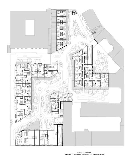 Gallery of Charlie Living Residential Complex / GRAFT - 27 Building Complex Plan, Residential Masterplan Architecture, Residential Complex Site Plan Design, Commercial Complex Plan, Apartment Complex Plans, Residential Complex Site Plan, Housing Complex Architecture, Residential Complex Concept, Residential Complex Architecture