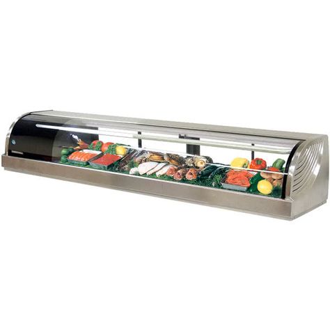 Sushi Display, Deck House, Sushi And Sashimi, Restaurant Management, House Deck, Curved Glass, Display Case, Outdoor Storage Box, Compressor