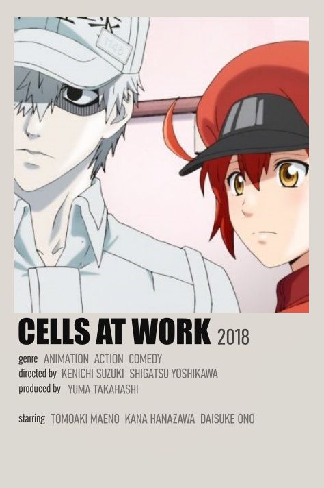 Minimalist Anime Poster, Anime Polaroid, Work Poster, Minimalist Anime, Cells At Work, Collage Mural, Anime Suggestions, Film Posters Minimalist, Animes To Watch