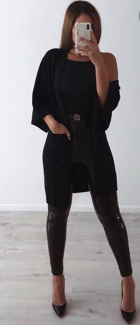 Black Outfits Edgy, Black Outfit Edgy, All Black Outfits For Women, Philly Style, Badass Outfit, Fun Outfits, Outfits Edgy, All Black Fashion, Leather Jumpsuit