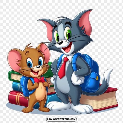 Tom And Jerry Clipart, Tom And Jerry Png, Tom And Jerry Art, Cartoon Png, School Png, Tom Et Jerry, Disney Frames, Book Clip Art, Creative Wall Painting