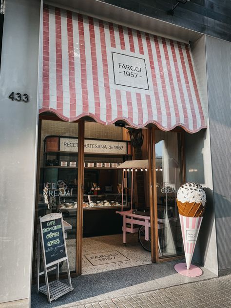 Ice cream Interior Ice Cream Shop, Paris Ice Cream Shop, Local Ice Cream Shop, Minimalist Ice Cream Shop, Ice Cream Store Exterior, French Ice Cream Shop, Coastal Ice Cream Shop, I’ve Cream Shop Aesthetic, Cool Ice Cream Shops