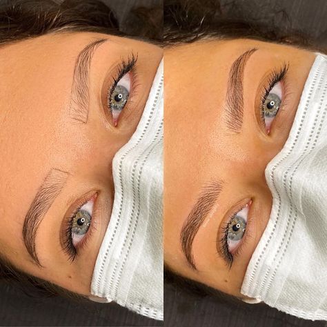 Micro Bladed Eyebrows Before And After, Thick Brows Aesthetic, Light Brown Microblading Eyebrows, Eyebrow Botox Lift, Eyebrow Shaping Microblading, Combination Brows Microblading, Combo Brows Before And After, S Shaped Eyebrows, Henna Eyebrows Before And After