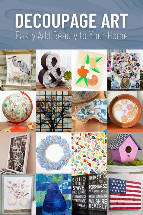 Save money without giving up style by creating your own art pieces. Here are 40+ decoupage art ideas to inspire you! Paint Swatch Art, Arts And Craft Ideas, Scrap Wood Art, Tree Mosaic, Baseball Wall Art, Unique Canvas Art, Wood Butterfly, Decoupage Glass, Pinterest Crafts