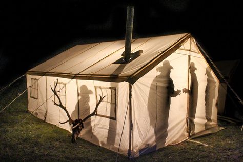 Canvas Tent Diy, Diy Tent Camping, Outfitter Tent, Wood Tent, Canvas Wall Tent, Tent Platform, Canvas Tents, Backyard Tent, Tents Camping