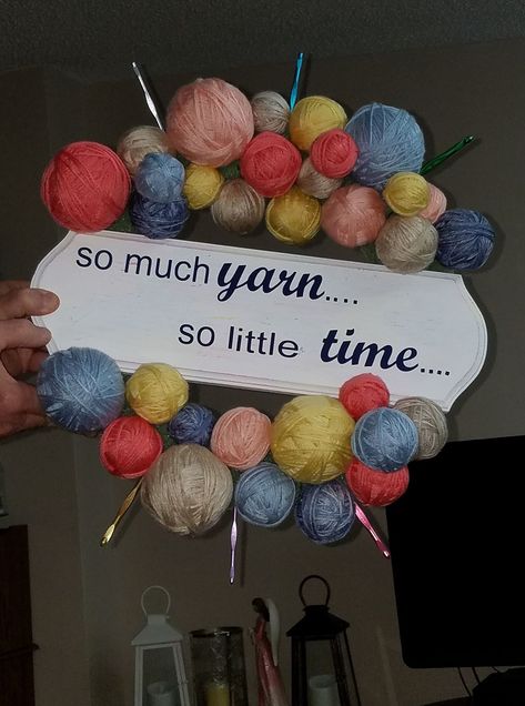 Quilt Shop Displays, Crochet Room, Yarn Quote, Yarn Display, Knitting Quotes, Granny Square Crochet Patterns Free, Yarn Wreath, Crochet Humor, Crochet Fashion Patterns