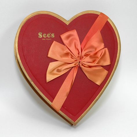 Vintage 1950s Box Sees Candy Heart  Chocolates  by tipsyvintage, $18.50 1950s Valentines Day, Vintage Box Of Chocolates, Heart Shaped Box Of Chocolates, Vintage Chocolate Box Heart, Sees Candy, Valentines Flash, Pin Up Photoshoot, Vintage Signs Diy, 1950s Food