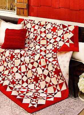 Raspberries & Cream Quilt Pattern Pieced NM  | eBay Scandinavian Quilt Patterns, Scandinavian Quilts, Quilt Simple, Cream Quilt, Squares Quilt, Block Quilts, White Quilts, Red And White Quilts, Wedding Quilt