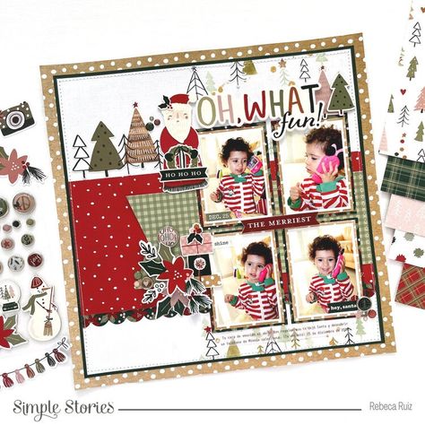 Oh, What Fun! Layout - Project Idea - Scrapbook.com Scrapbooking Idea, Holiday Snow Globe, Winter Scrapbook Layouts, Winter Scrapbook, Winter Scrapbooking, Scrapbook Christmas, Christmas Mini Albums, Scrapbook Generation, Christmas Scrapbook Pages