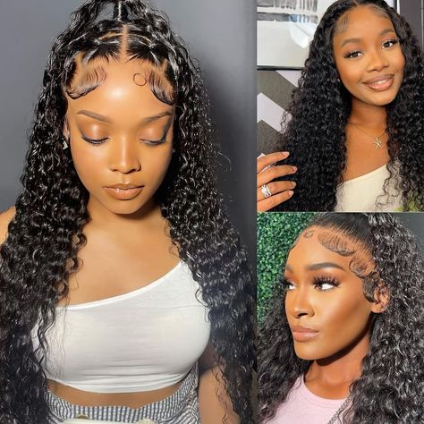 Frontal Wig Hairstyles, Lace Front Wigs Human Hair, Frontal Hairstyles, Deep Wave Hairstyles, Curly Lace Front Wigs, Wigs Human Hair, Frontal Wig, Deep Wave, Natural Hair Color