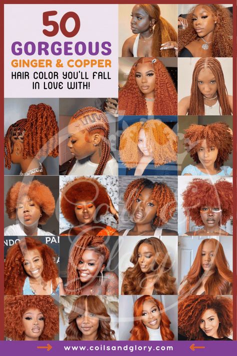 50 Ginger and Copper Hair Color Ideas on Black Women that Pops in Any Season - Coils and Glory Fall Colors 2023 Hair, Loc Tip Color Ideas Black Women, Copper Hair Natural Black Women, Black Woman Fall Hairstyles, Fall Loc Colors Black Women, Copper Red Locs Black Women, Fall Hair Colors For Black Women Locs, Fall Hair Colors On Black Women, Fall Natural Hair Color For Black Women