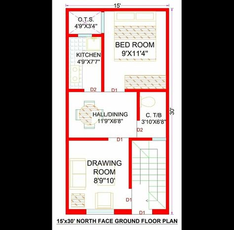 15x30 House Design | 15x30 House plan | 450 sq ft House Design | 15*30 House Plan | 15 by 30 House https://youtu.be/BSqAgTYWc68 #15x30HouseDesign #15x30northFaceHousePlan #15'x30'HousePlan #450sqftHouse #15x30HomeDesign #15x30HouseMap #CivilHouseDesign #HouseDesign 20×30 House Plan, One Floor House Plans, Home Map Design, Luxurious Mansions, 20x30 House Plans, Budget House Plans, 20x40 House Plans, 2bhk House Plan, Cozy Cottages