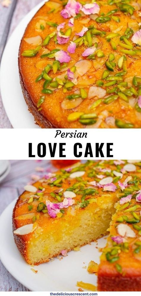 Persian Cake, Love Cake Recipe, Persian Love Cake, Persian Desserts, Cake Recipes Easy, Honey Works, Persian Cuisine, Iranian Food, Almond Cake