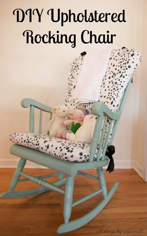 A step-by-step custom DIY Upholstered Rocking Chair tutorial that only cost $100. The DIY fabric looks just like the Brunschwig & Fils version. A great look-for-less and budget-friendly option! Save money on your nursery! Repin and read more! Rocking Chair Makeover, Diy Rocking Chair, Upholstered Rocking Chair, Diy Seating, Upholstered Rocking Chairs, Diy Nursery Decor, Rocking Chair Cushions, Diy Nursery, Chair Makeover