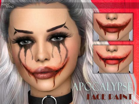 Sims 4 Halloween, Halloween Lipstick, Clown Face Paint, Crazy Lipstick, Sims 4 Nails, Sims 4 Tattoos, Sims 4 Cc Eyes, Die Sims 4, Sims 4 Cas Mods