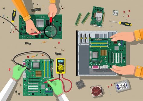 Service, recovery, warranty, fixing. ass... | Premium Vector #Freepik #vector #technology #hand #computer #board Control Engineering, Computer Service, Computer Build, Engineering Courses, Electronics Basics, Admissions Essay, Pc Parts, Computer Engineering, Electronic Engineering