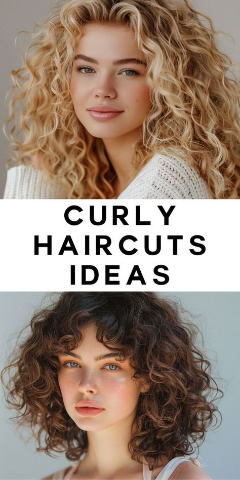 Looking for curly haircuts ideas for medium short hair? These styles are perfect for natural curls, offering a balance between chic and practical. With medium layers and bangs, your 3a and 3b curls will look voluminous and stylish. Suitable for brown and blonde hair, these haircuts provide an aesthetic look that is both modern and timeless. Med Length Natural Curly Haircuts, Haircuts For Medium Curly Hair Layered, Haircuts For People With Curly Hair, Haircuts For Low Density Curly Hair, Manes By Mell Haircut, Bangs With Naturally Curly Hair, Mid Length Curly Haircuts With Bangs, Cute Curly Haircuts Medium, Medium Length Curly Haircuts For Women