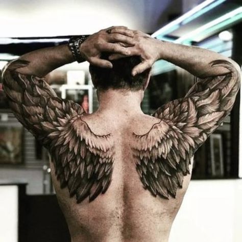 Wing Tattoo Arm, Eagle Back Tattoo, Angel Wings Tattoo On Back, Angel Back Tattoo, Eagle Wing Tattoos, Popular Tattoo Designs, Wing Tattoos On Back, Alas Tattoo, Wing Tattoo Men