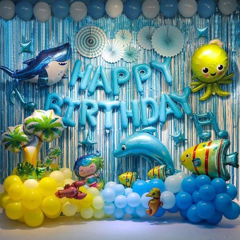 Ocean Animal Birthday Party, Ocean Party Decorations, Ocean Theme Party Decorations, Sea Birthday Party Decorations, Ocean Theme Decorations, Animal Themed Birthday Party, Ocean Theme Birthday, Ocean Birthday Party, Ocean Theme Party