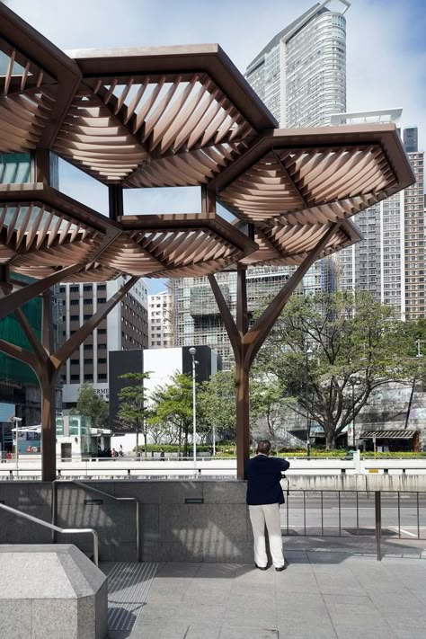 Unique Shade Structures, Outdoor Stage Architecture, Urban Pergola, Public Space Architecture, Wooden Canopy, Urban Landscape Design, Pavilion Design, Wood Pergola, Pergola Design