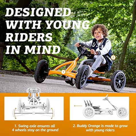 Berg Toys - Buddy B-Orange Pedal Go Kart - Go Kart - Go Cart for Kids - Pedal Car Outdoor Toys for Children Ages 3-8 - Ride On-Toy - BFR System - Adjustable Seat - Pedal Kart for Kids Buddy Go, Go Cart, Car For Kids, Disabled Children, Go Karts, Pedal Car, Go Carts, Kids Slide, Inflatable Water Slide