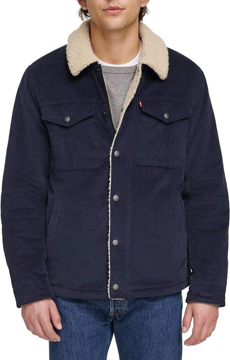 Levi's Men's Corduroy Sherpa Trucker Jacket at Amazon Men’s Clothing store Mens Corduroy, Sherpa Trucker Jacket, Mens Fleece, Trucker Jacket, Corduroy Jacket, Mens Outerwear, Levis Men, Jacket Sale, Casual Jacket