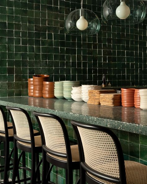 If you're looking for a great spot to eat this weekend, check out @lolas.nyc in the Flatiron District! Our team had the pleasure of fabricating custom terrazzo countertops that perfectly complement the green tiles Chef Suzanne Cupps selected for her open kitchen. We’re thrilled with how beautifully it all came together! Photography by Liz Clayman . . . . . . . . . . . . . . . . #InteriorDesign #DecorInspo #HospitalityDesign #RestaurantDesign #DesignInspiration #CommercialInteriors #HotelDe... Terrazzo Countertop Kitchen, Terrazzo Countertops, Terrazzo Countertop, Together Photography, Green Terrazzo, Black Terrazzo, Green Tiles, Green Tile, Hospitality Design