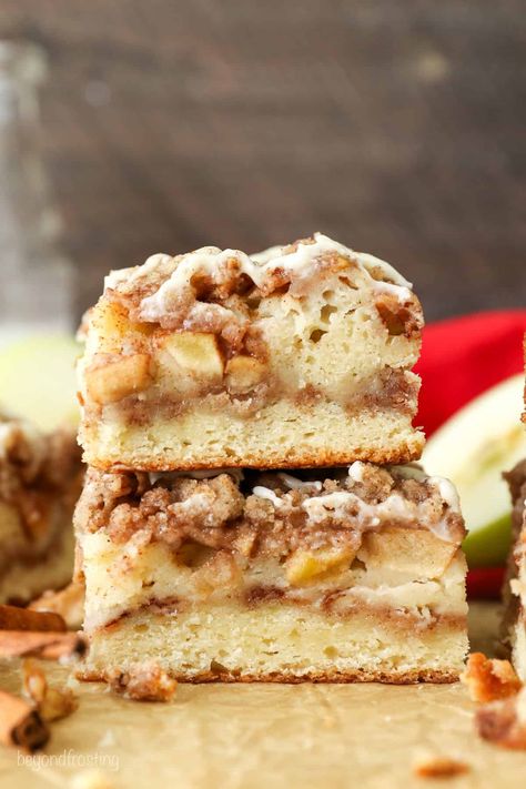 This apple coffee cake is a moist sour cream coffee cake topped with a cozy apple streusel and creamy brown butter glaze. A fall favorite! Coffee Cake Apple Cinnamon, Layered Pumpkin Coffee Cake, Spiced Apple Coffee Cake, Coffee Cake Apple, Fruit Filled Coffee Cake, Fresh Apple Coffee Cake, Apple Walnut Coffee Cake, Cream Cheese Apple Coffee Cake, Brown Butter Apple Cake