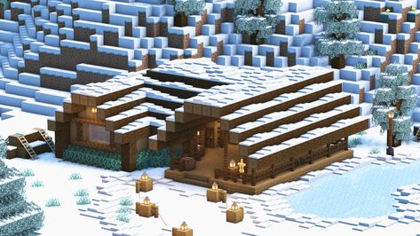 A cozy survival-friendly Ice Skating Rink with a Bar. Perfect to add to your Minecraft worlds for Winter and Christmas and can be easily transformed into a survival base! No Resource Packs or Texture Packs used to ensure that anyone can build. There's only me working on this content, so if you did like the video, please leave a like, comment and/or subscribe to support me 💛 Any feedback and suggestions are welcome! Taiga Biome, Minecraft House Ideas, Minecraft Idea, Minecraft Interior, Minecraft Interior Design, Snow House, Bangunan Minecraft, Minecraft Cottage, Minecraft House Tutorials