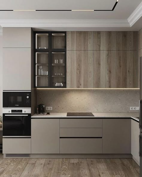 Latest kitchen design ❤️❤️❤️ - Home interior by Navin Dark Gray Floor Kitchen, Kitchennete Small Design, Kitchen Design 2024 Trends, Minimal Kitchen Design, Latest Kitchen Designs, Kitchen Layout Plans, Modern Kitchen Cabinet Design, Modern Kitchen Interiors, Kitchen Design Plans