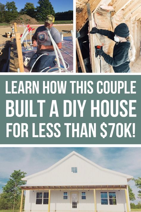 Want to tackle DIY house building on the cheap?! Learn how this couple uses their years of renovation experience to build a budget friendly DIY home for less than $70k! #housebuilding #DIY #renovation #construction #interview Building A Small House On A Budget, Cheap Home Plans To Build, Diy House Building Cheap, Cheap Way To Build A House, Building A House Diy, Building Cheap House, Build A Home For Cheap, Barndominium Ideas Cheap, Building On Land