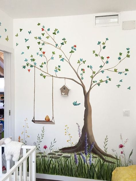 Dibujos gigantes para decorar tus paredes Tree Wall Painting, Wall Art Tree, Wall Sticker Design, Wall Decoration Ideas, Room Wall Painting, Wall Painting Decor, Bedroom Wall Paint, Wall Paint Designs, Art Tree