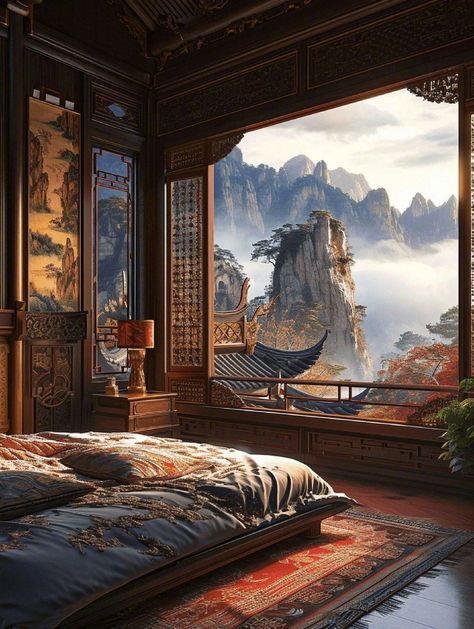 Traditional Chinese House, Chinese Palace, Ancient Chinese Architecture, Asian Landscape, Chinese House, Concept Art Tutorial, Castles Interior, Fantasy Worlds, Aesthetic Japan