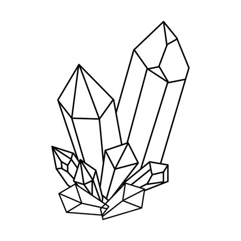 Premium Vector | Vector crystal outline elemrnt Crystal Colouring Page, Crystals Coloring Page, Crystal Svg Free, How To Draw Crystals, Cristal Drawing, Crystal Stencil, Crystal Line Art, Gem Outline, Crystal Coloring Page