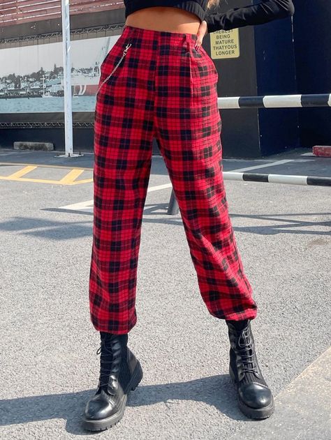 [Sponsored] 81 Red Plaid Outfits For Women Guides You Need To See 2023 #redplaidoutfitsforwomen Plaid Red Pants Outfit, Red Plaid Outfits For Women, Red Flannel Pants, Red Checkered Pants, Red Plaid Outfit, Checkered Outfit, Red Plaid Pants, Checker Pants, Checkered Pants