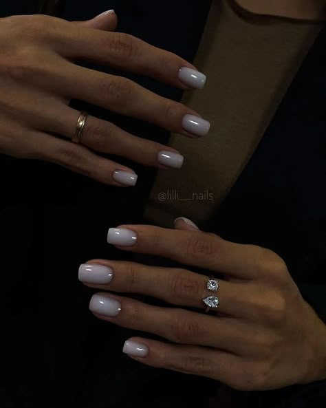 Round Square Nails, Square Oval Nails, Engagement Nails, Milky Nails, Nude Nail Designs, Pink Gel, Work Nails, Casual Nails, Soft Nails