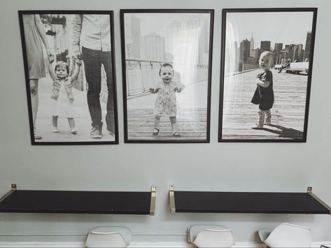 Black And White Canvas Photos, Three Large Photos On Wall, Kid Portraits On Wall, Black And White Portrait Wall, Family Portrait Black And White, Black And White Family Pictures, Large Family Portraits, Wood Gallery Frames, Fall Family Portraits