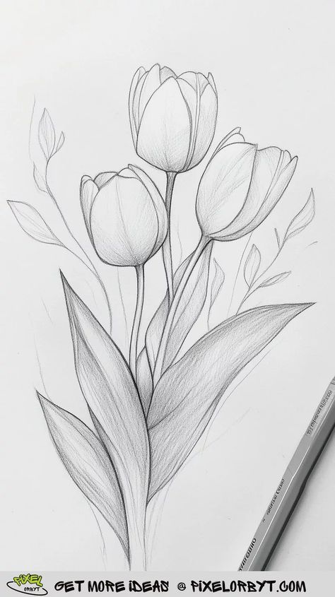 28 Easy Flower Drawings for Beginners - Pixel Orbyt Flowers Outline Drawing, Step By Step Drawing For Beginners, Flower Sketching, Dupatta Painting, Peony Drawing, Easy Flower Drawings, Shading Drawing, Drawings For Beginners, Flower Step By Step