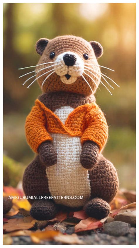 Amigurumi Beaver Free Crochet Pattern Crochet Badger Pattern Free, Narnia Knitting Pattern, Crochet Beaver Pattern Free, Beaver Amigurumi Free Pattern, Crochet Amigurumi Otter, Beaver Crochet Pattern, Free Crochet Beaver Pattern, Otter Crochet Pattern, Knitted Beaver Pattern