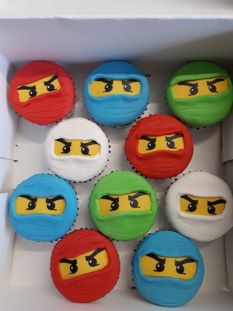 Lego Ninjago Cupcakes, Ninjago Cupcakes, Ninja Cupcakes, Decorative Cupcakes, Ninjago Cake, Lego Ninjago Birthday, Ninjago Cakes, Ninjago Birthday Party, Cap Cake