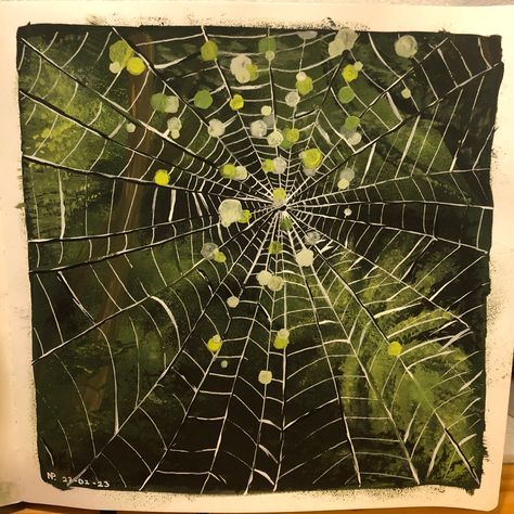 Gouache on paper Spiderweb Painting, Rain Painting, Spider Webs, Watercolor Blue, Painting Art Projects, Spider Web, Blue Velvet, Painting Art, New Art