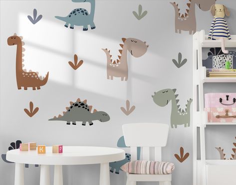 Kids Room Mural Ideas, Dino Footprint, Dinosaur Wall Decals, Kids Room Murals, Nursery Playroom, Dinosaur Wall, Slovakia, Dinosaurs, Kids Bedroom