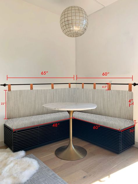 Diy Dining Nook, Diy Dining Banquette, 500 Square Foot Apartment, Diy Nook Bench, Upholstered Banquette Seating, Dinning Nook, Banquette Seating Diy, Kitchen Nook Bench, Dining Bench With Back