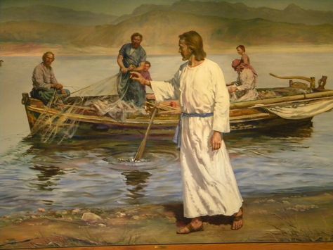 Peter left his fishing net, James and John left their father’s boat. Description from stenila.wordpress.com. I searched for this on bing.com/images Miracles Of Jesus, Bible Story Crafts, Jesus Christ Painting, Saint Matthew, Bible Pictures, Pictures Of Jesus Christ, Jesus Painting, Santa Marta, Biblical Art