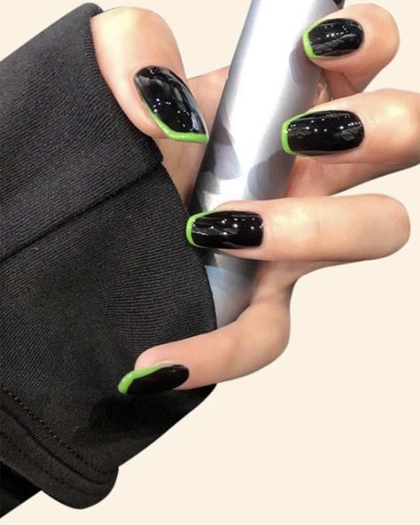 Matte Black And Green Nails, Plain Color Nails, Cartoon Nail Designs, Lime Green Nails, Concert Nails, Nail 2023, Neon Nail Designs, Opal Nails, Neon Green Nails